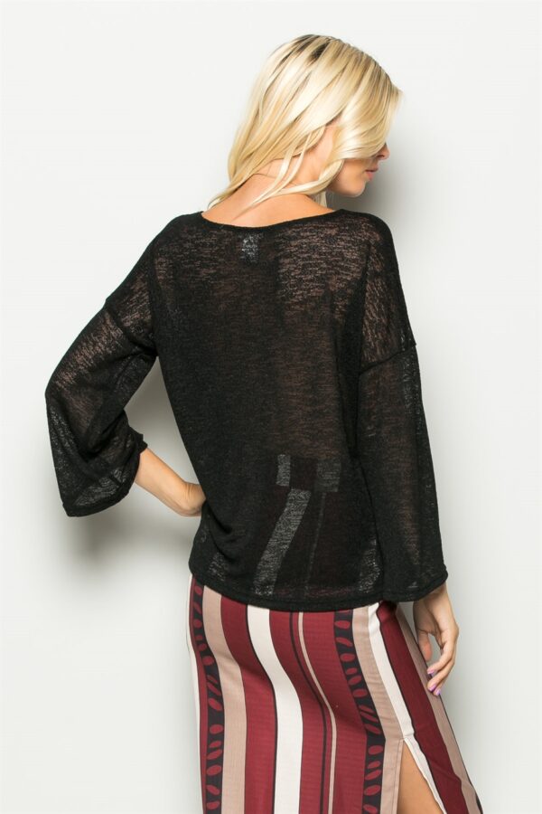 Deep V-Neck Sleeve Top - Image 2