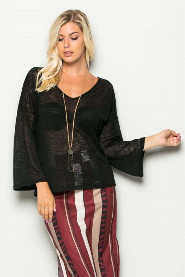 Deep V-Neck Sleeve Top - Image 4