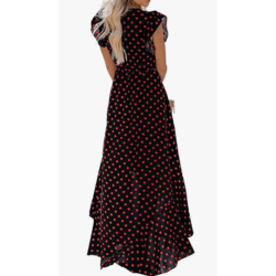 Cross Wrap V Neck Dress Hi-Low Midi Long Maxi Dress