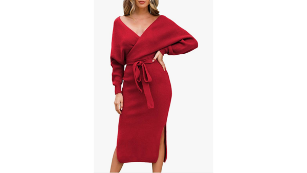 Midi Wrap Knit Dress