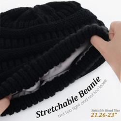FURTALK | Slouchy Knit Fleece Lined Beanie 