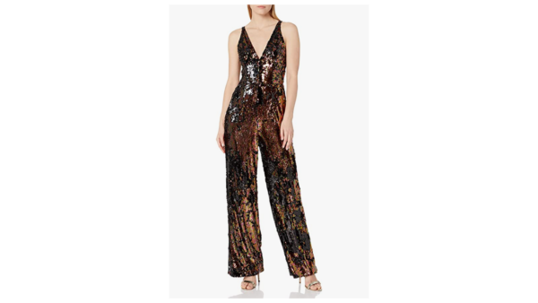 Charlie Plunging Sequin Jumpsuit by Dress the Population