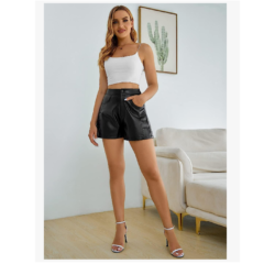 High Waisted Faux Leather Shorts by Everbellus