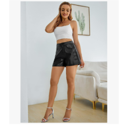 High Waisted Faux Leather Shorts by Everbellus