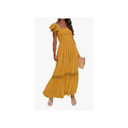 Lace Strap Flowy A Line Maxi Dress by ZESICA