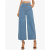 Button Fly Jeans Wide Leg Baggy Cropped Denim Pants front