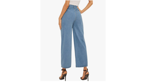 Button Fly Jeans Wide Leg Baggy Cropped Denim Pants