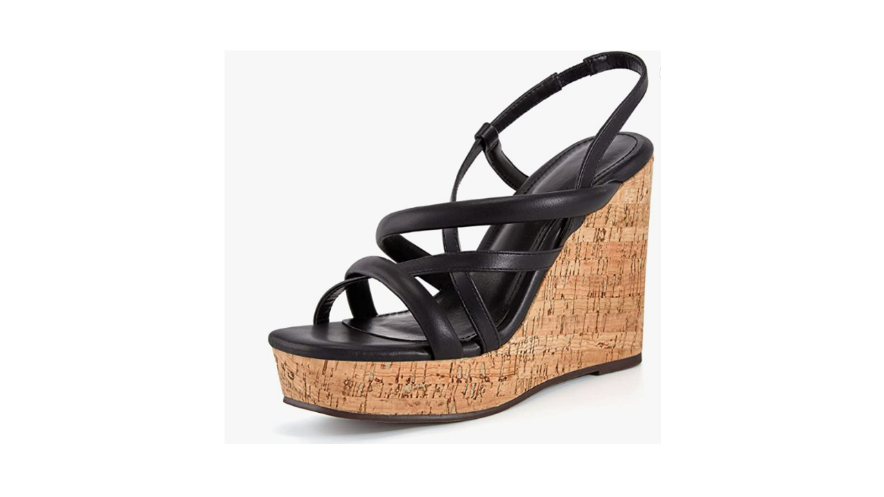 Coutgo Womens Wedge Sandals Heels Espadrilles Open Toe Cork Platform Ankle Strap Sling-back Summer Dressy Shoes