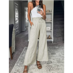 Linen Wide Leg Trousers by Anrabess