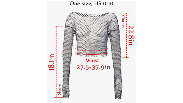 Fstrend Women Mesh Body Chains Rhinestone Long Sleeve Crystal See Through Cover up Crop Tops Fishnet Bikini