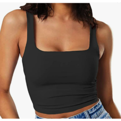 Square Neck Strappy Crop Tank by Artfish