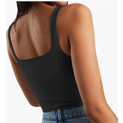 Square Neck Strappy Crop Tank by Artfish