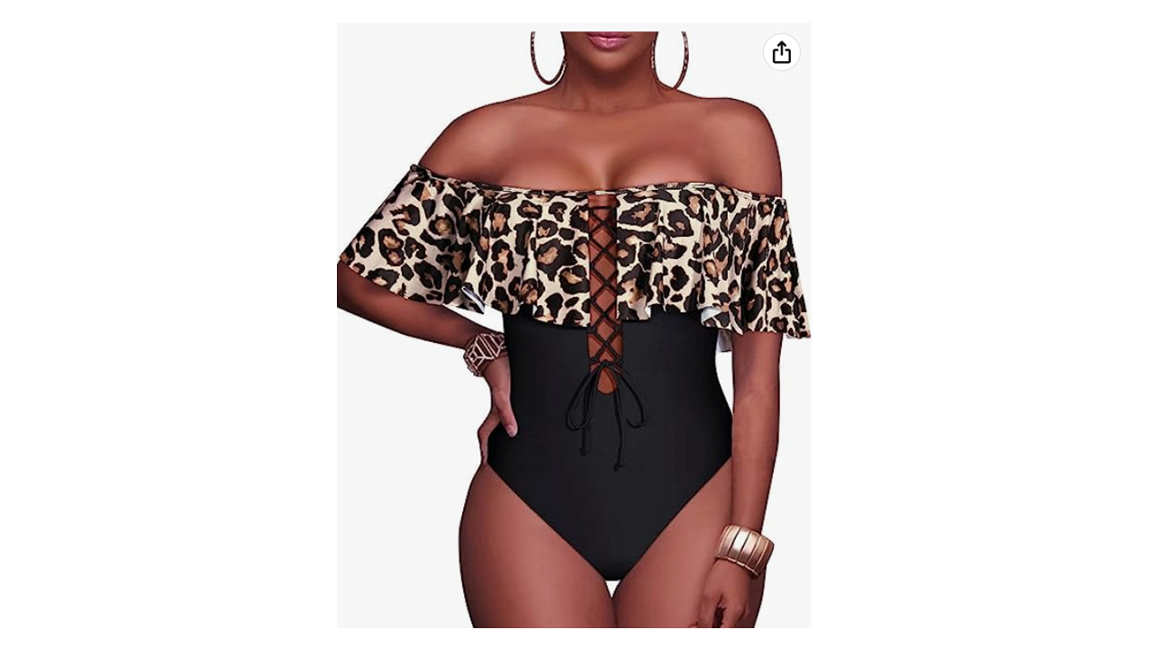 Tempt Me Women Sexy One Piece Swimsuit Ruffled Off Shoulder Lace Up Bathing Suit