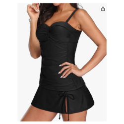 Tankini Swimsuit with ruched skirt by Yonique
