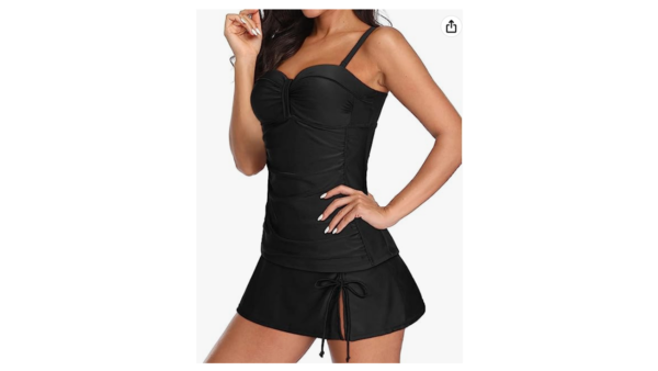 Tankini Swimsuit with ruched skirt by Yonique - Image 2